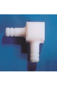 PTFE verbinder, 90° hoek, met slangeneinden, aansluiting Ø 11 mm, boring 5 PTFE verbinder, 90°...